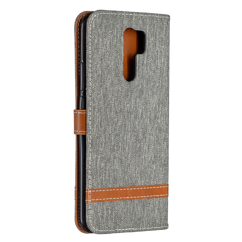 Housse Xiaomi Redmi 9 Tissu et Effet Cuir à Lanière Housse Xiaomi Redmi 9 Tissu et Effet Cuir à Lanière
