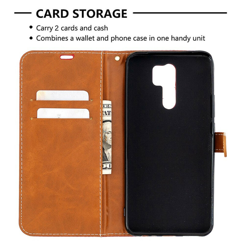 Housse Xiaomi Redmi 9 Tissu et Effet Cuir à Lanière Housse Xiaomi Redmi 9 Tissu et Effet Cuir à Lanière