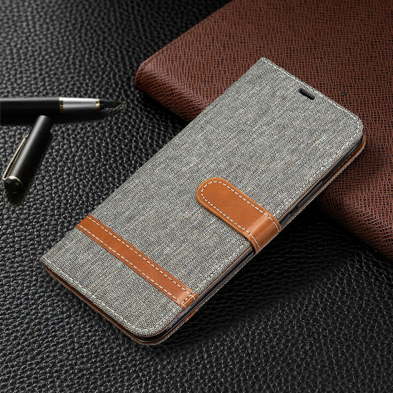 Housse Xiaomi Redmi 9 Tissu et Effet Cuir à Lanière Housse Xiaomi Redmi 9 Tissu et Effet Cuir à Lanière