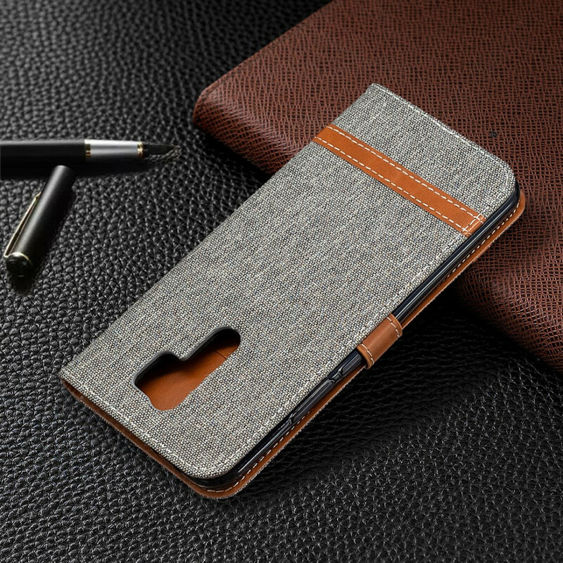 Housse Xiaomi Redmi 9 Tissu et Effet Cuir à Lanière Housse Xiaomi Redmi 9 Tissu et Effet Cuir à Lanière