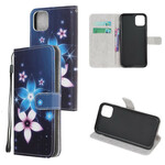 Housse iPhone 12 Fleurs Lunaires à Lanière Housse iPhone 12 Fleurs Lunaires à Lanière