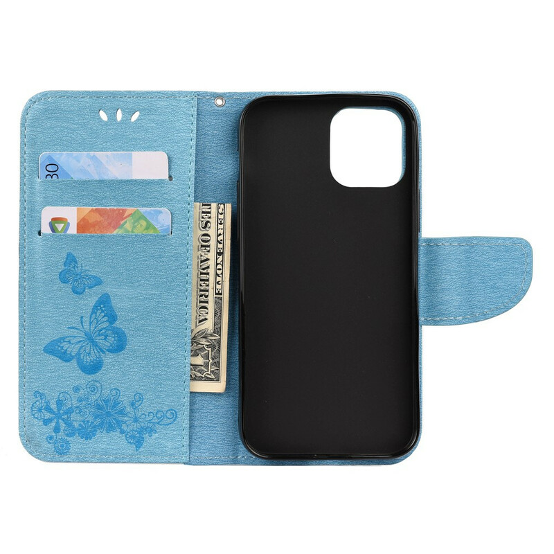 Housse iPhone 12 Splendides Papillons à Lanière Housse iPhone 12 Splendides Papillons à Lanière