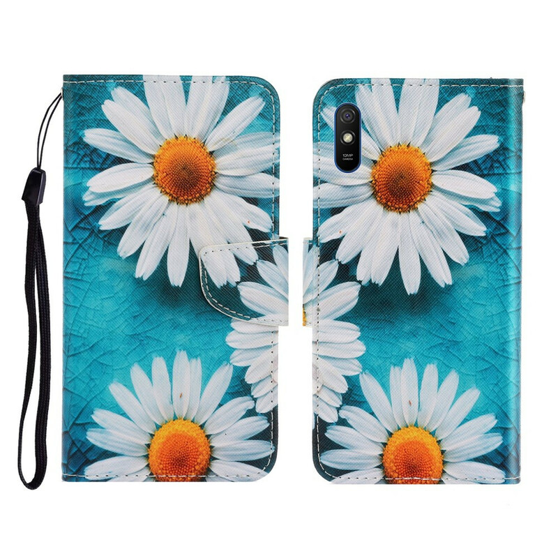 Housse Xiaomi Redmi 9A Marguerites à Lanière Housse Xiaomi Redmi 9A Marguerites à Lanière