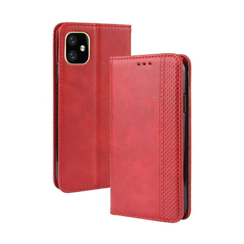Flip Cover iPhone 12 Effet Cuir Vintage Stylisé Flip Cover iPhone 12 Effet Cuir Vintage Stylisé