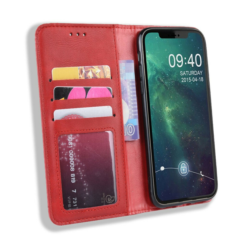Flip Cover iPhone 12 Effet Cuir Vintage Stylisé Flip Cover iPhone 12 Effet Cuir Vintage Stylisé