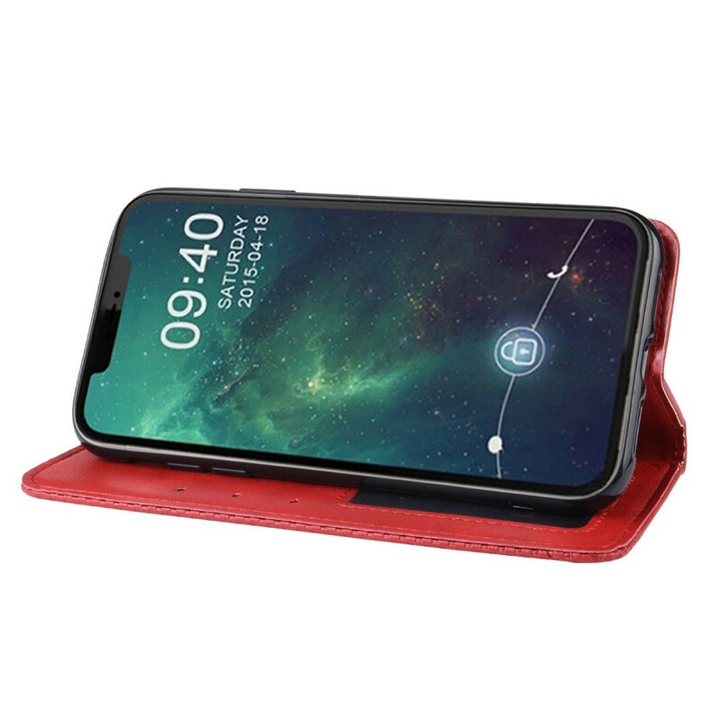 Flip Cover iPhone 12 Effet Cuir Vintage Stylisé Flip Cover iPhone 12 Effet Cuir Vintage Stylisé