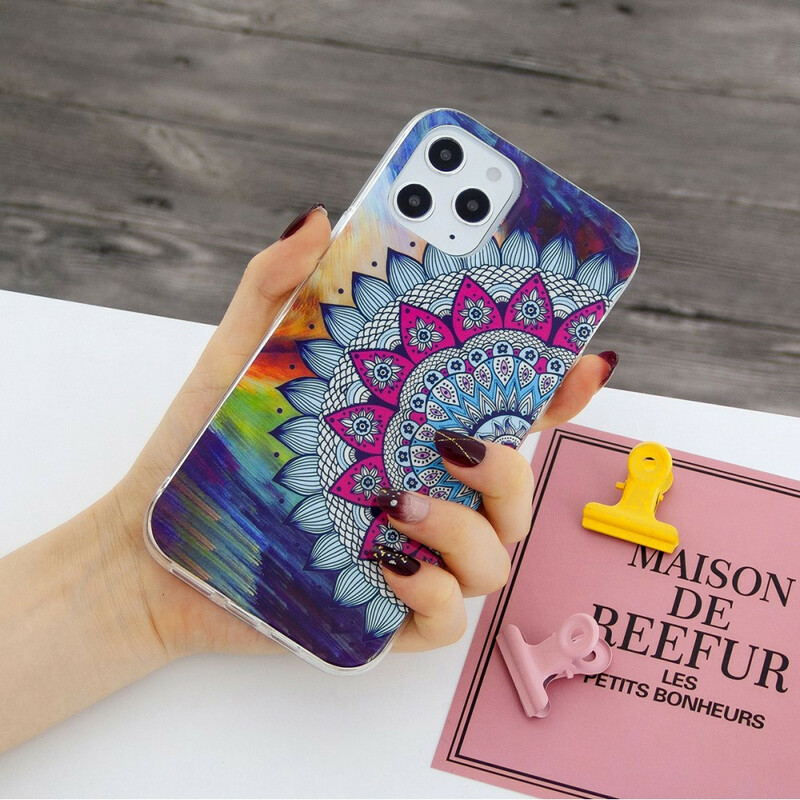 Coque iPhone 12 Pro Max Mandala Coloré Fluorescente Coque iPhone 12 Pro Max Mandala Coloré Fluorescente