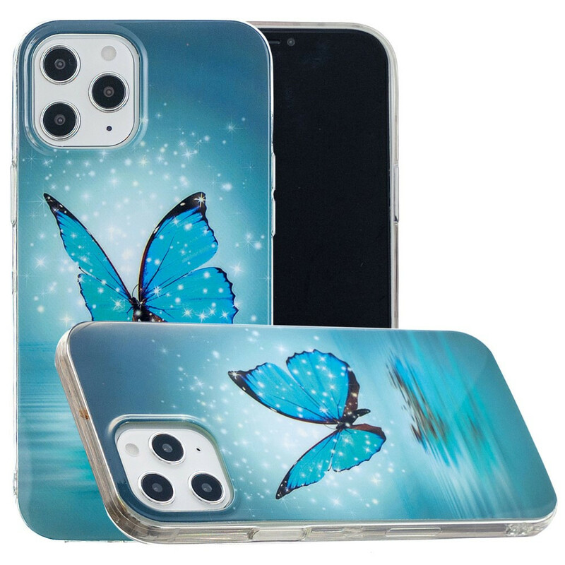 Coque iPhone 12 Pro Max Papillon Bleu Fluorescente