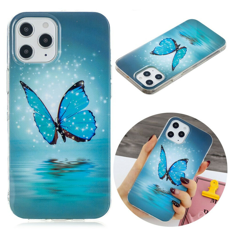 Coque iPhone 12 Pro Max Papillon Bleu Fluorescente Coque iPhone 12 Pro Max Papillon Bleu Fluorescente
