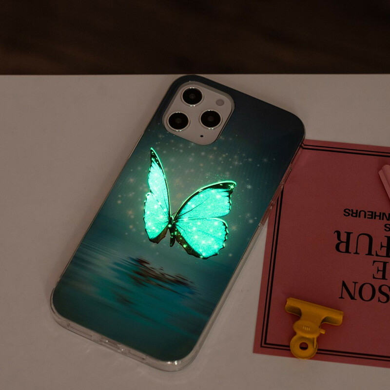 Coque iPhone 12 Pro Max Papillon Bleu Fluorescente Coque iPhone 12 Pro Max Papillon Bleu Fluorescente