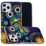 Coque iPhone 12 Pro Max Hibou Mandala Fluorescente