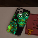 Coque iPhone 12 Pro Max Hibou Mandala Fluorescente Coque iPhone 12 Pro Max Hibou Mandala Fluorescente