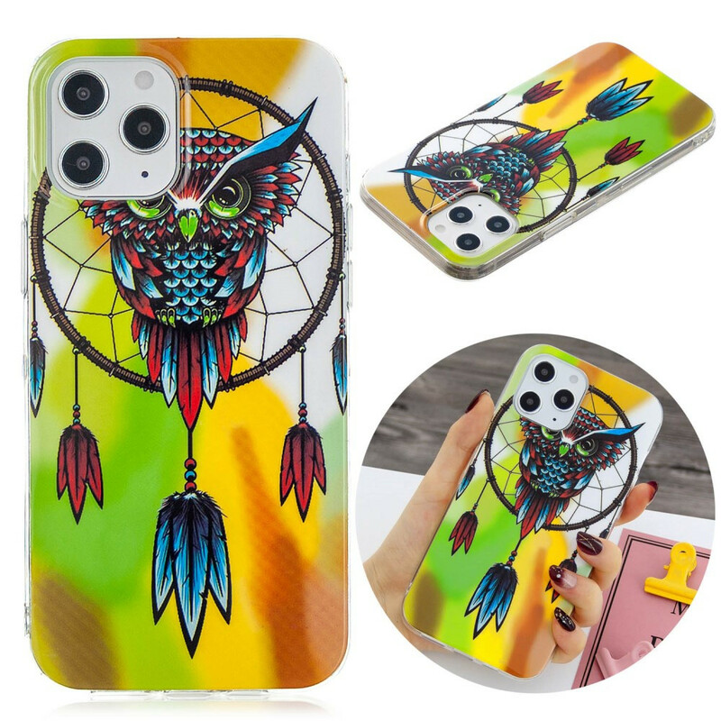 Coque iPhone 12 Pro Max Attrape Rêves Hibou Fluorescente Coque iPhone 12 Pro Max Attrape Rêves Hibou Fluorescente