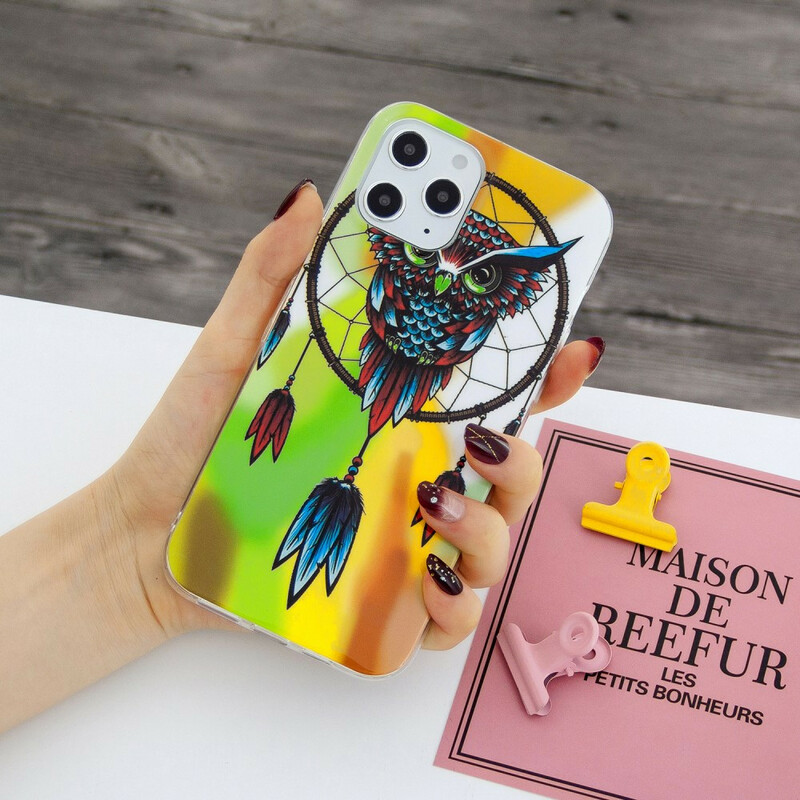 Coque iPhone 12 Pro Max Attrape Rêves Hibou Fluorescente Coque iPhone 12 Pro Max Attrape Rêves Hibou Fluorescente