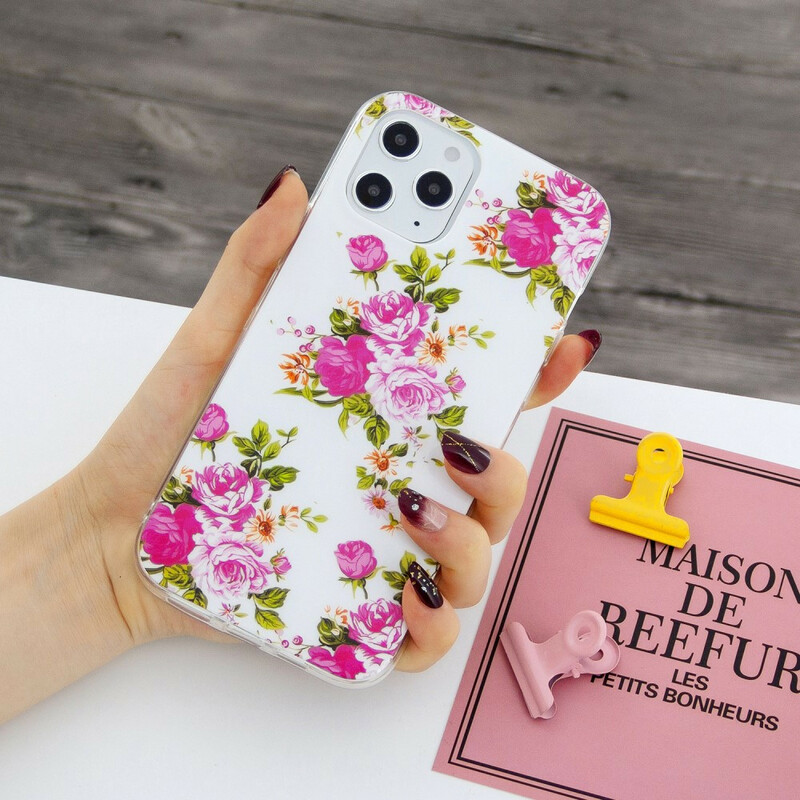 Coque iPhone 12 Pro Max Fleurs Liberty Fluorescente Coque iPhone 12 Pro Max Fleurs Liberty Fluorescente