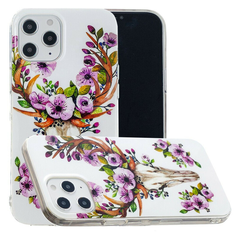 Coque iPhone 12 Pro Max Wapiti Fleuri Fluorescente Coque iPhone 12 Pro Max Wapiti Fleuri Fluorescente