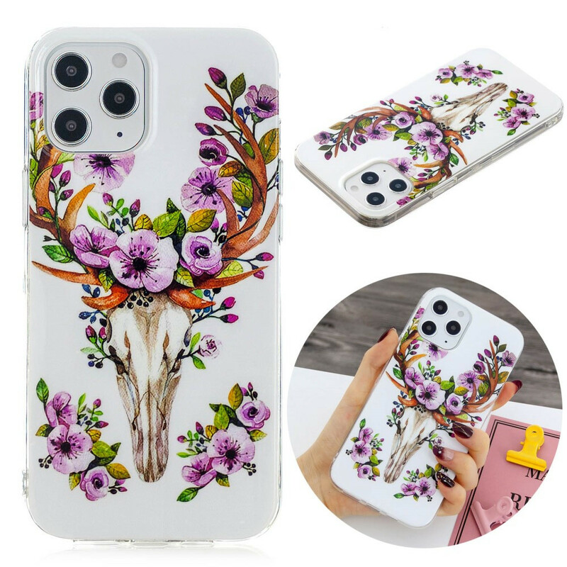 Coque iPhone 12 Pro Max Wapiti Fleuri Fluorescente Coque iPhone 12 Pro Max Wapiti Fleuri Fluorescente