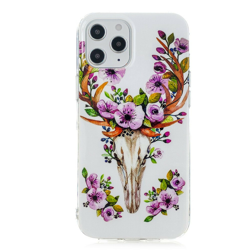 Coque iPhone 12 Pro Max Wapiti Fleuri Fluorescente Coque iPhone 12 Pro Max Wapiti Fleuri Fluorescente