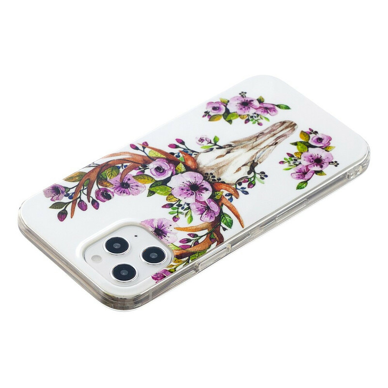 Coque iPhone 12 Pro Max Wapiti Fleuri Fluorescente Coque iPhone 12 Pro Max Wapiti Fleuri Fluorescente