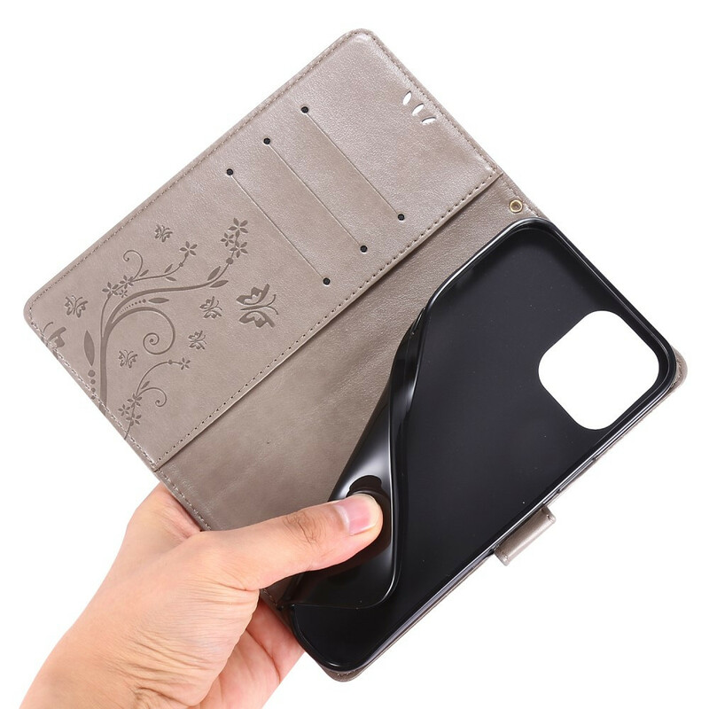 Housse iPhone 12 Pro Max Papillons et Fleurs Lanière Housse iPhone 12 Pro Max Papillons et Fleurs Lanière