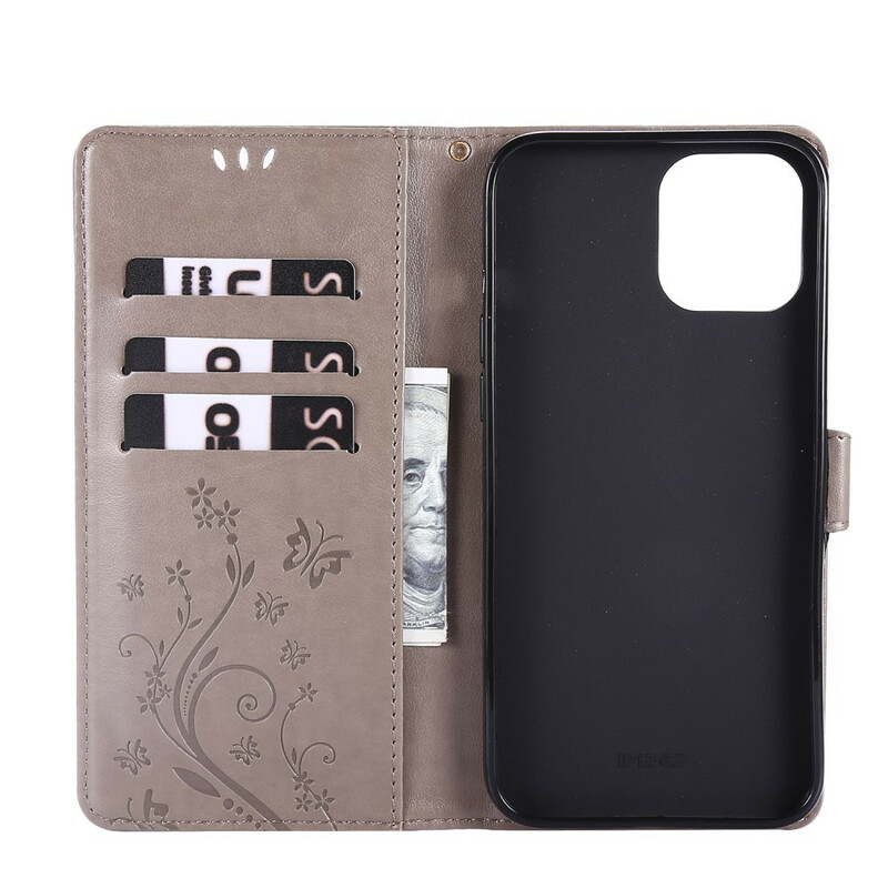 Housse iPhone 12 Pro Max Papillons et Fleurs Lanière Housse iPhone 12 Pro Max Papillons et Fleurs Lanière