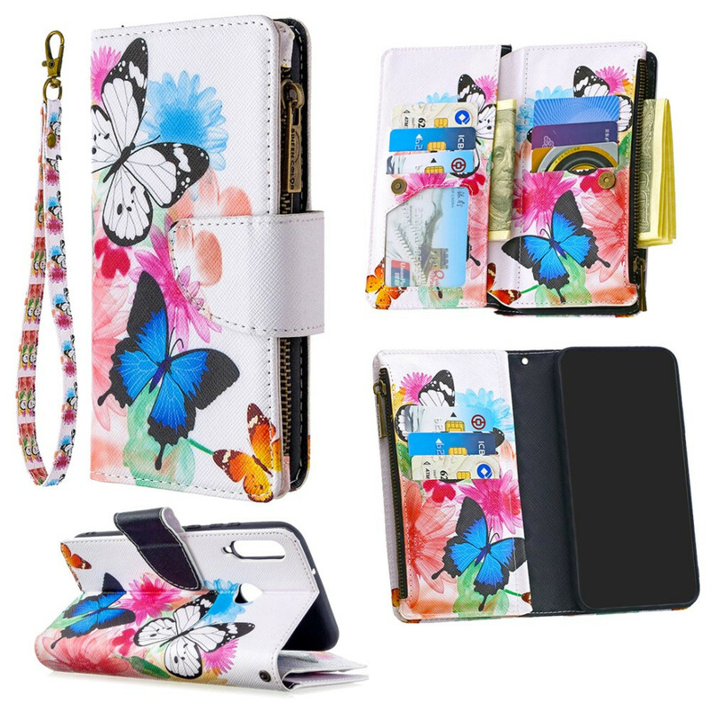 Housse Huawei P40 Lite E / Y7p Poche Zippée Papillons Housse Huawei P40 Lite E / Y7p Poche Zippée Papillons