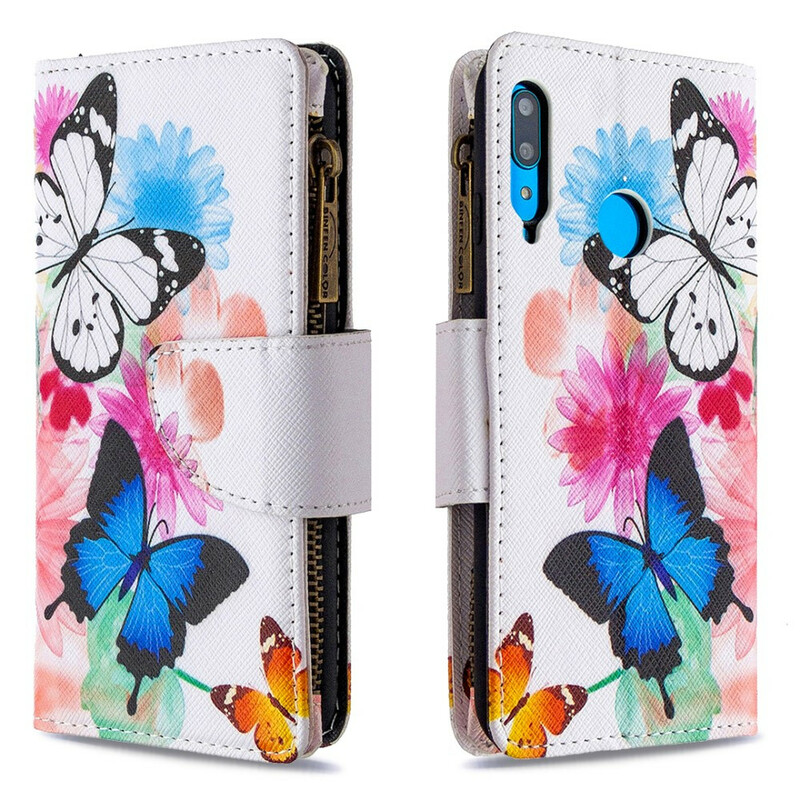 Housse Huawei P40 Lite E / Y7p Poche Zippée Papillons Housse Huawei P40 Lite E / Y7p Poche Zippée Papillons
