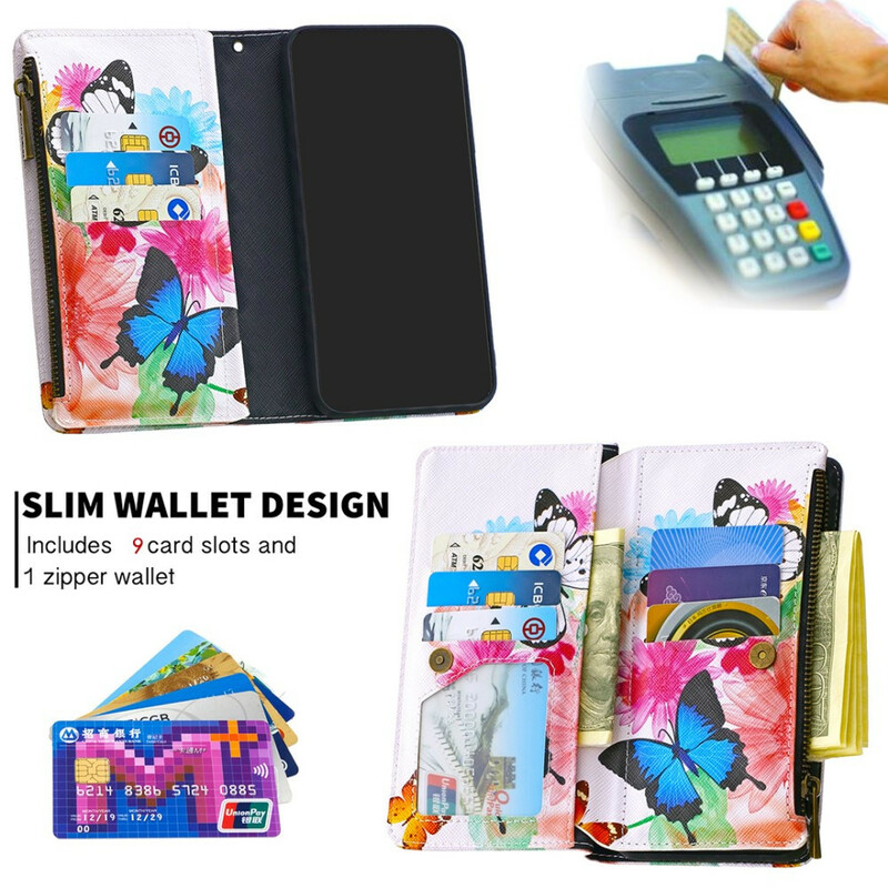 Housse Huawei P40 Lite E / Y7p Poche Zippée Papillons Housse Huawei P40 Lite E / Y7p Poche Zippée Papillons