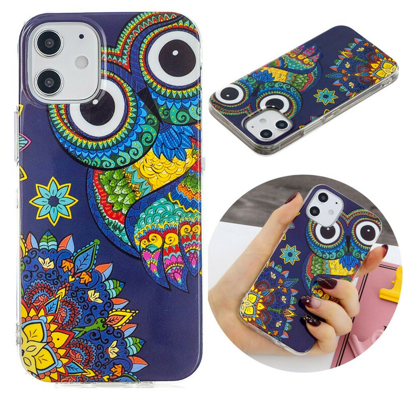 Coque iPhone 12 Max / 12 Pro Hibou Mandala Fluorescente Coque iPhone 12 Max / 12 Pro Hibou Mandala Fluorescente