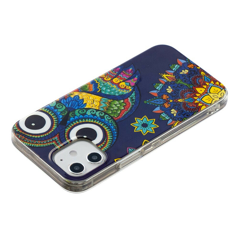 Coque iPhone 12 Max / 12 Pro Hibou Mandala Fluorescente