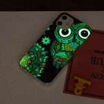 Coque iPhone 12 Max / 12 Pro Hibou Mandala Fluorescente