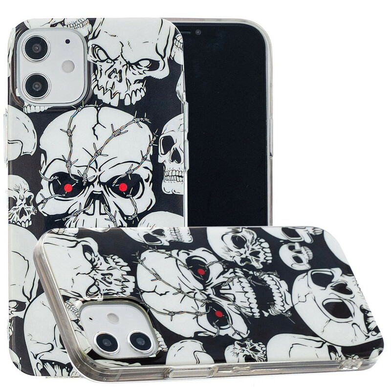Coque iPhone 12 Max / 12 Pro Attention Têtes de Mort Fluorescente Coque iPhone 12 Max / 12 Pro Attention Têtes de Mort Fluorescente