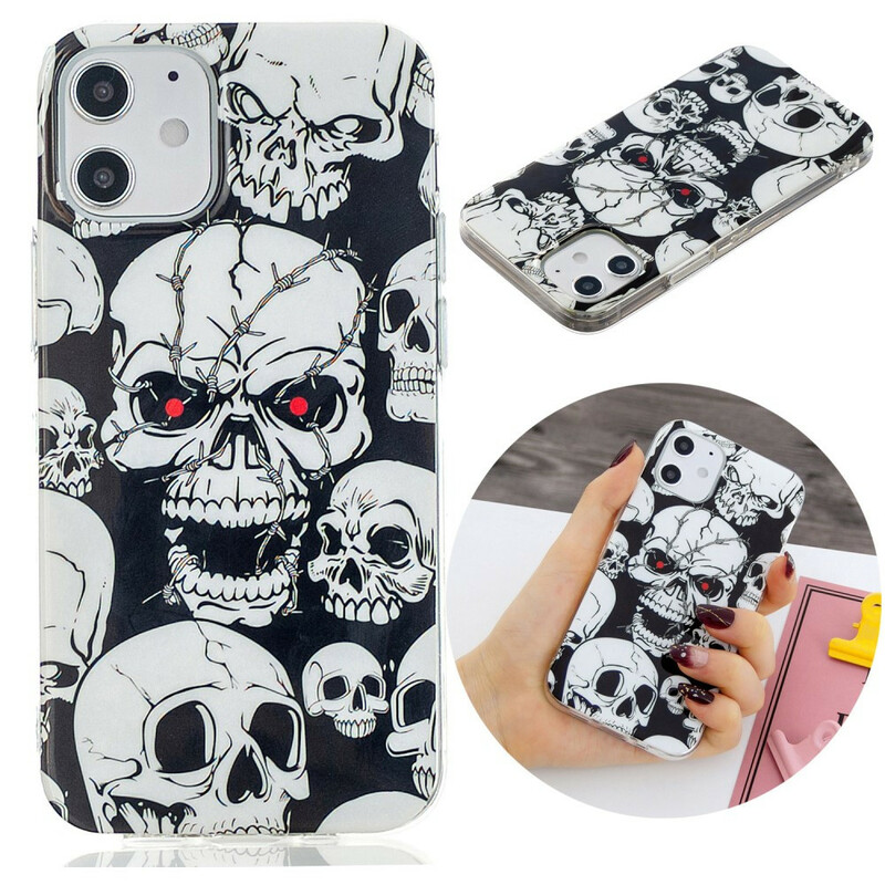 Coque iPhone 12 Max / 12 Pro Attention Têtes de Mort Fluorescente Coque iPhone 12 Max / 12 Pro Attention Têtes de Mort Fluorescente