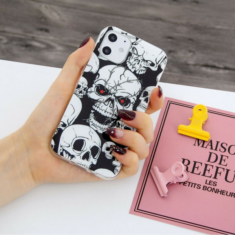 Coque iPhone 12 Max / 12 Pro Attention Têtes de Mort Fluorescente Coque iPhone 12 Max / 12 Pro Attention Têtes de Mort Fluorescente