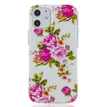 Coque iPhone 12 Max / 12 Pro Fleurs Liberty Fluorescente