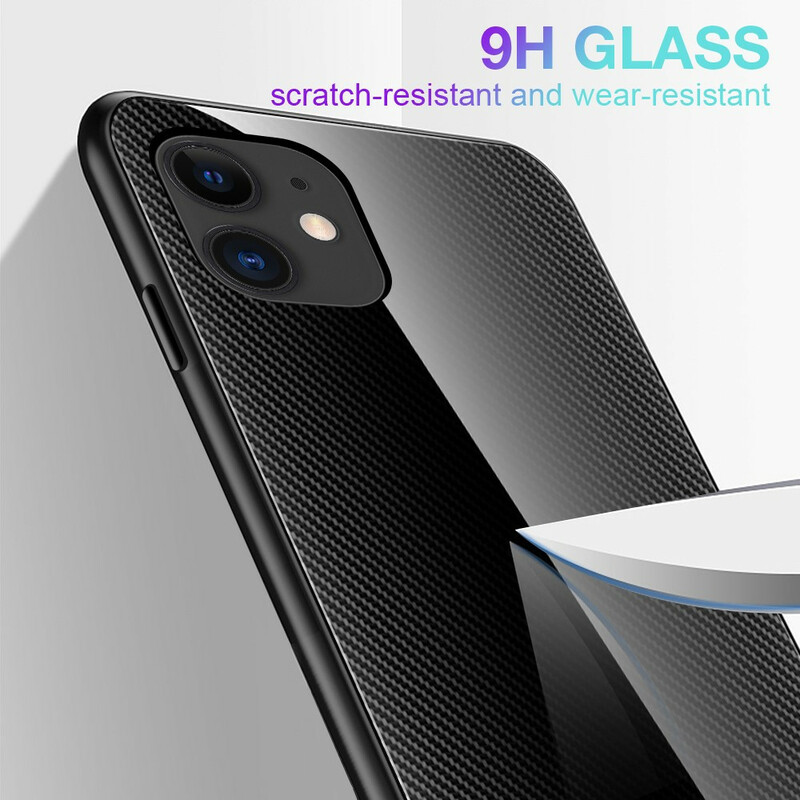 Coque iPhone 12 Max / 12 Pro Verre Trempé Fibre Carbone Classique