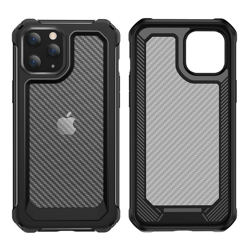 Coque iPhone 12 Max / 12 Pro Transparente Texture Fibre Carbone