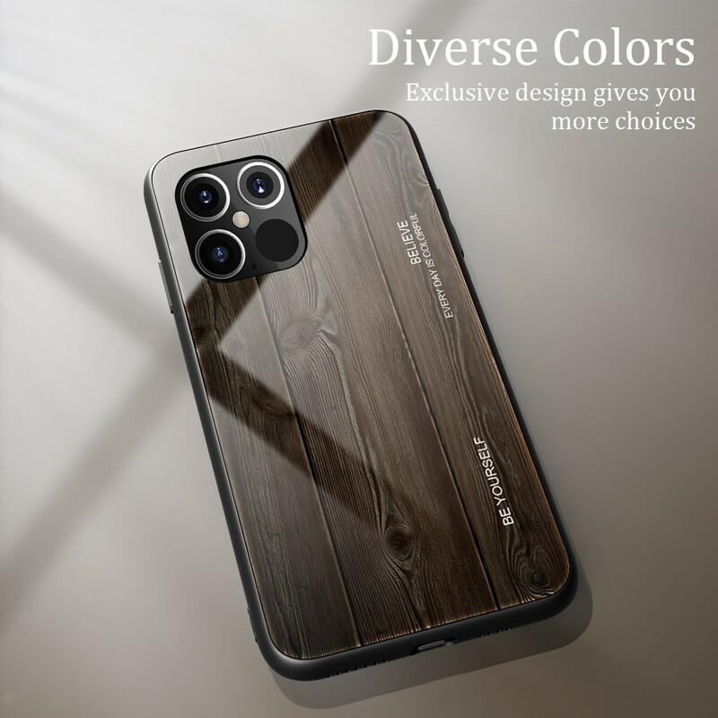 Coque iPhone 12 Max / 12 Pro Verre Trempé Design Bois