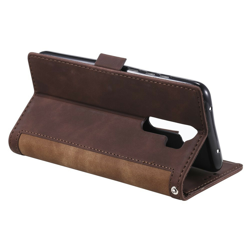 Housse Xaiomi Redmi 9 Simili Cuir Bicolore Contours Renforcés