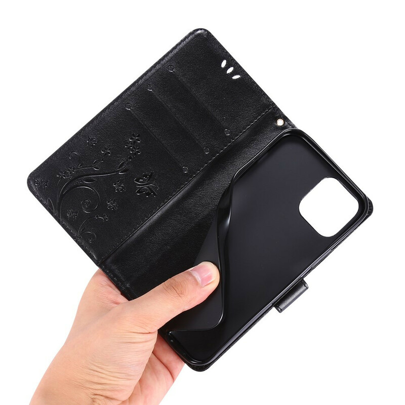 Housse iPhone 12 Max / 12 Pro Papillons et Fleurs Lanière Housse iPhone 12 Max / 12 Pro Papillons et Fleurs Lanière
