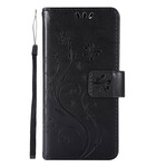 Housse iPhone 12 Papillons et Fleurs Lanière Housse iPhone 12 Papillons et Fleurs Lanière