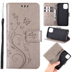 Housse iPhone 12 Papillons et Fleurs Lanière