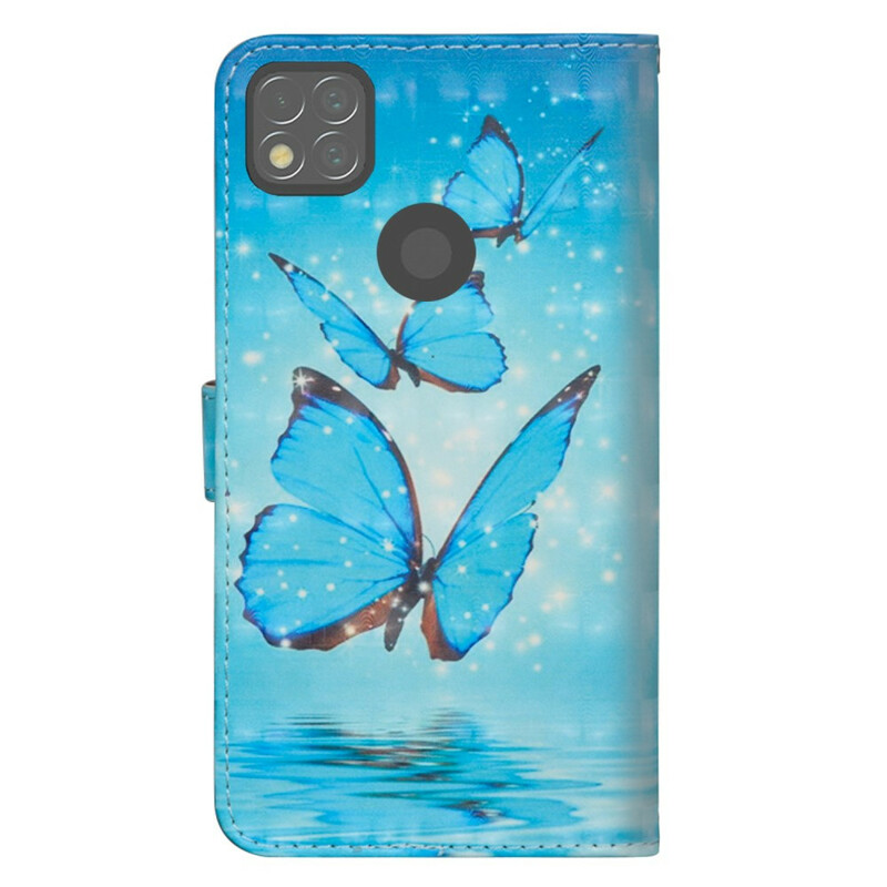 Housse Xiaomi Redmi 9C Papillons Bleus Volants