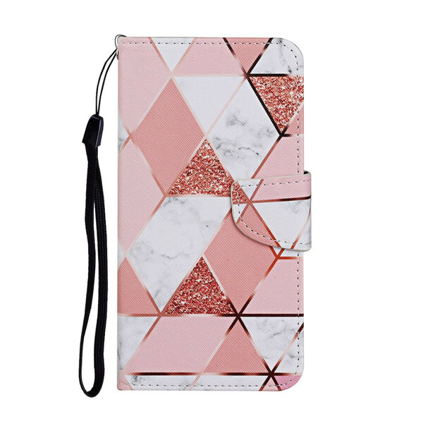 Housse Xiaomi Redmi 9C Triangle Marbre et paillettes