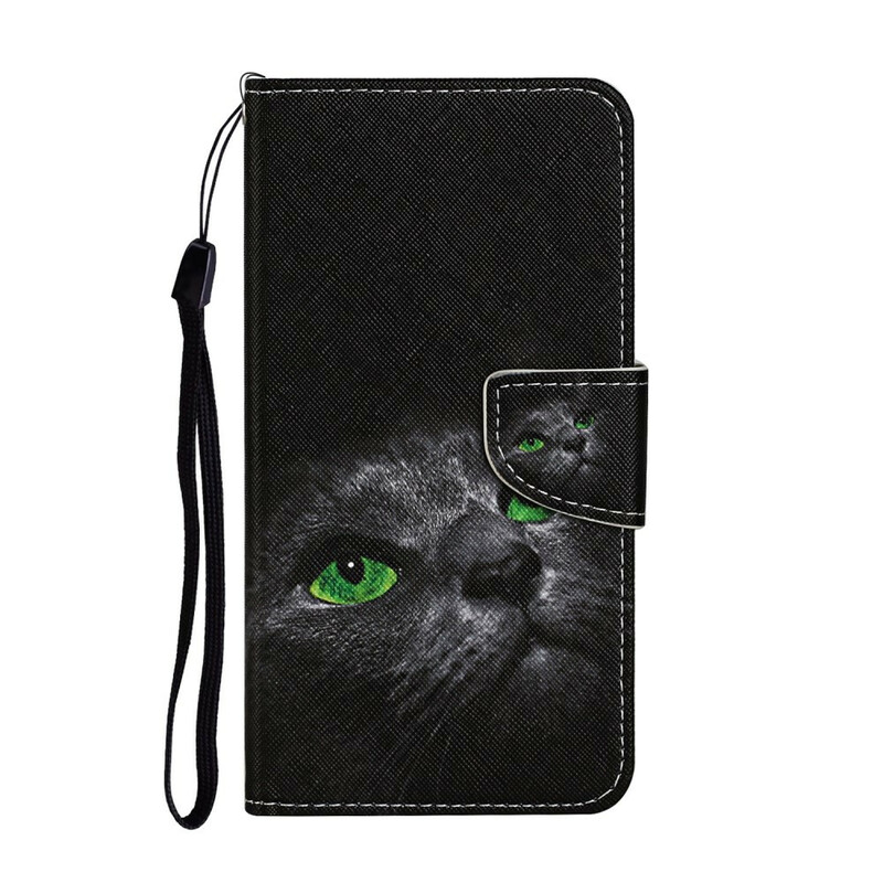 Housse Xiaomi Redmi 9C Yeux Vert de Chat Noir