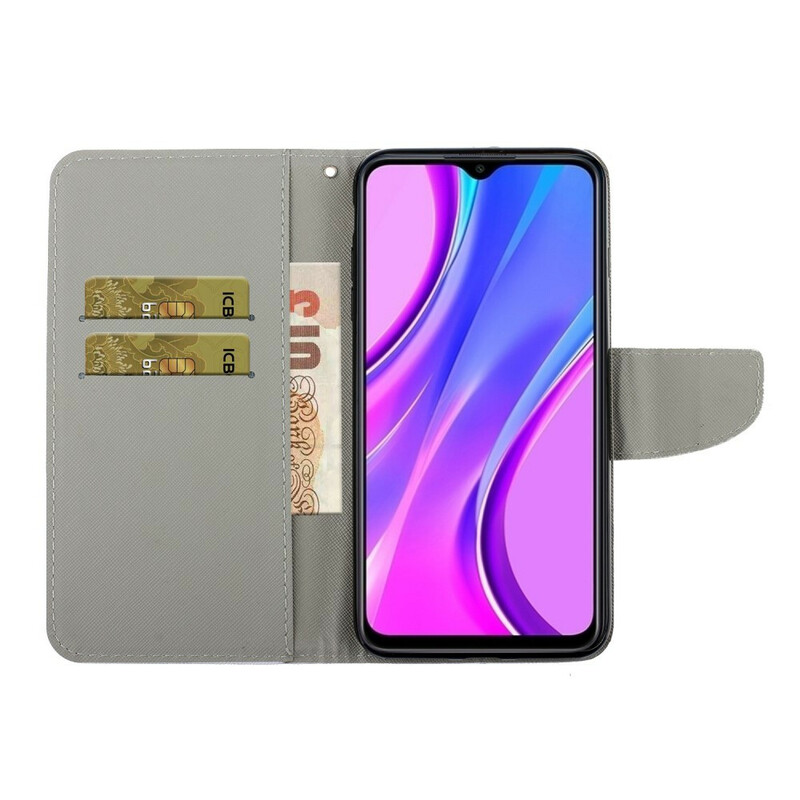 Housse Xiaomi Redmi 9C Marguerites à Lanière