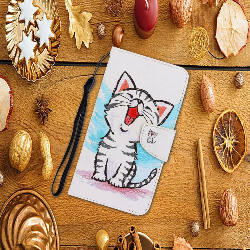 Housse Xiaomi Redmi 9C Chaton Couleur à Lanière