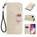 Housse iPhone 12 Hibou Mandala et Breloque