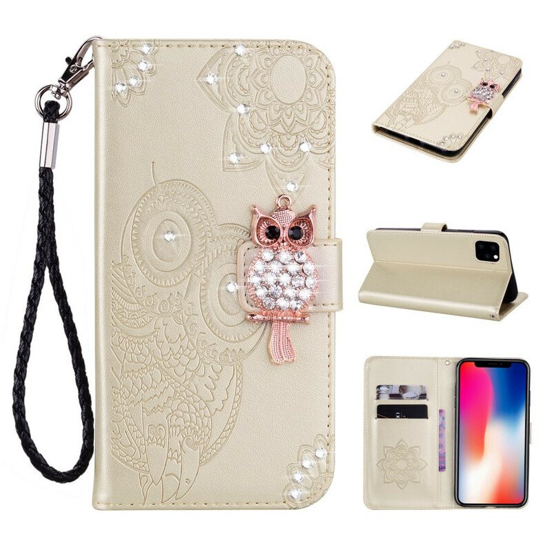 Housse iPhone 12 Hibou Mandala et Breloque Housse iPhone 12 Hibou Mandala et Breloque