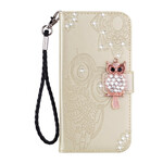 Housse iPhone 12 Hibou Mandala et Breloque